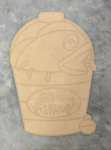Load image into Gallery viewer, Cut and Traced Gone Fishing Bucket With Fish