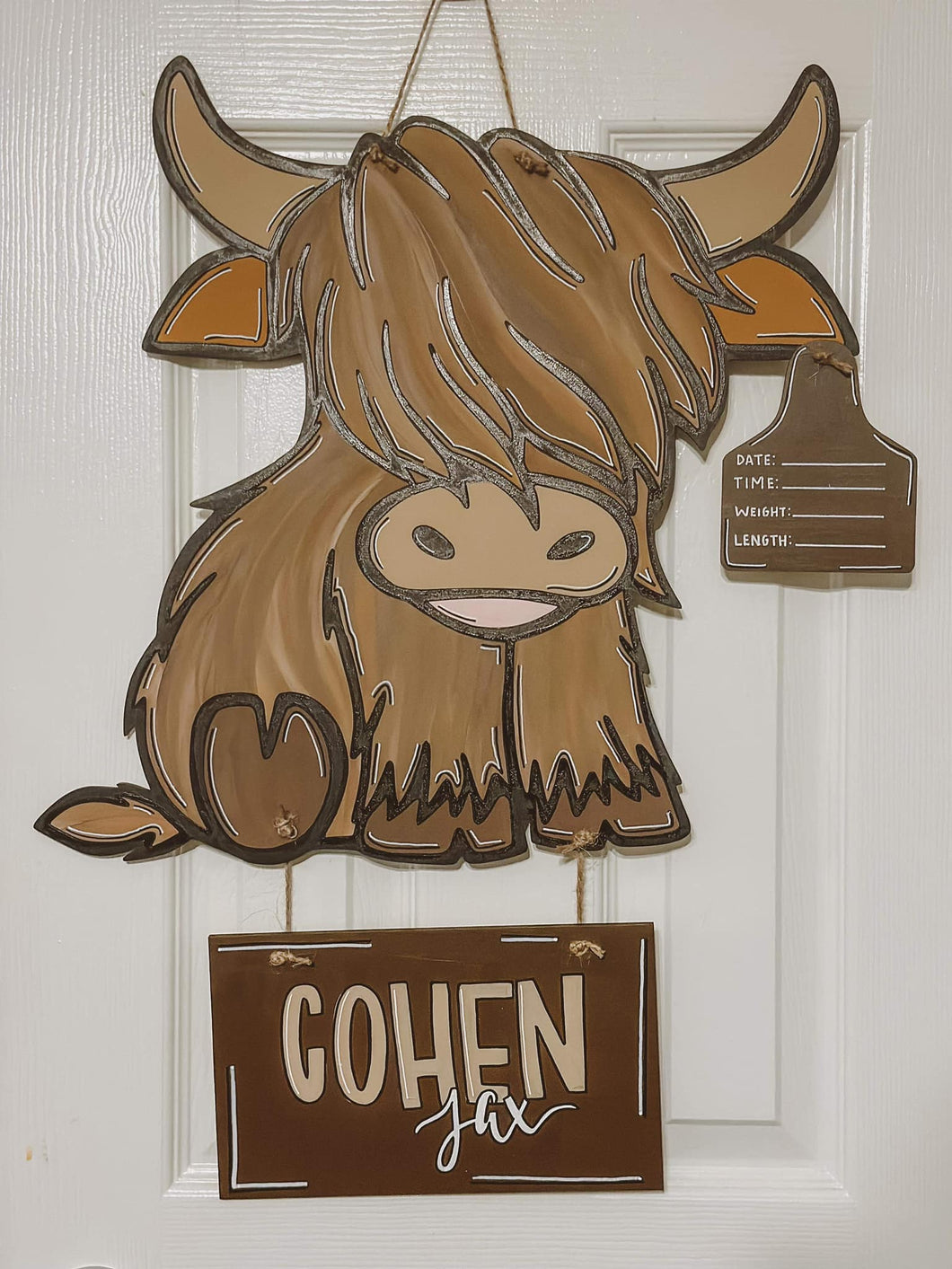 Boy Highland Cow Nursery Sign