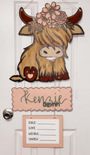 Load image into Gallery viewer, Girl Highland Cow Nursery Sign
