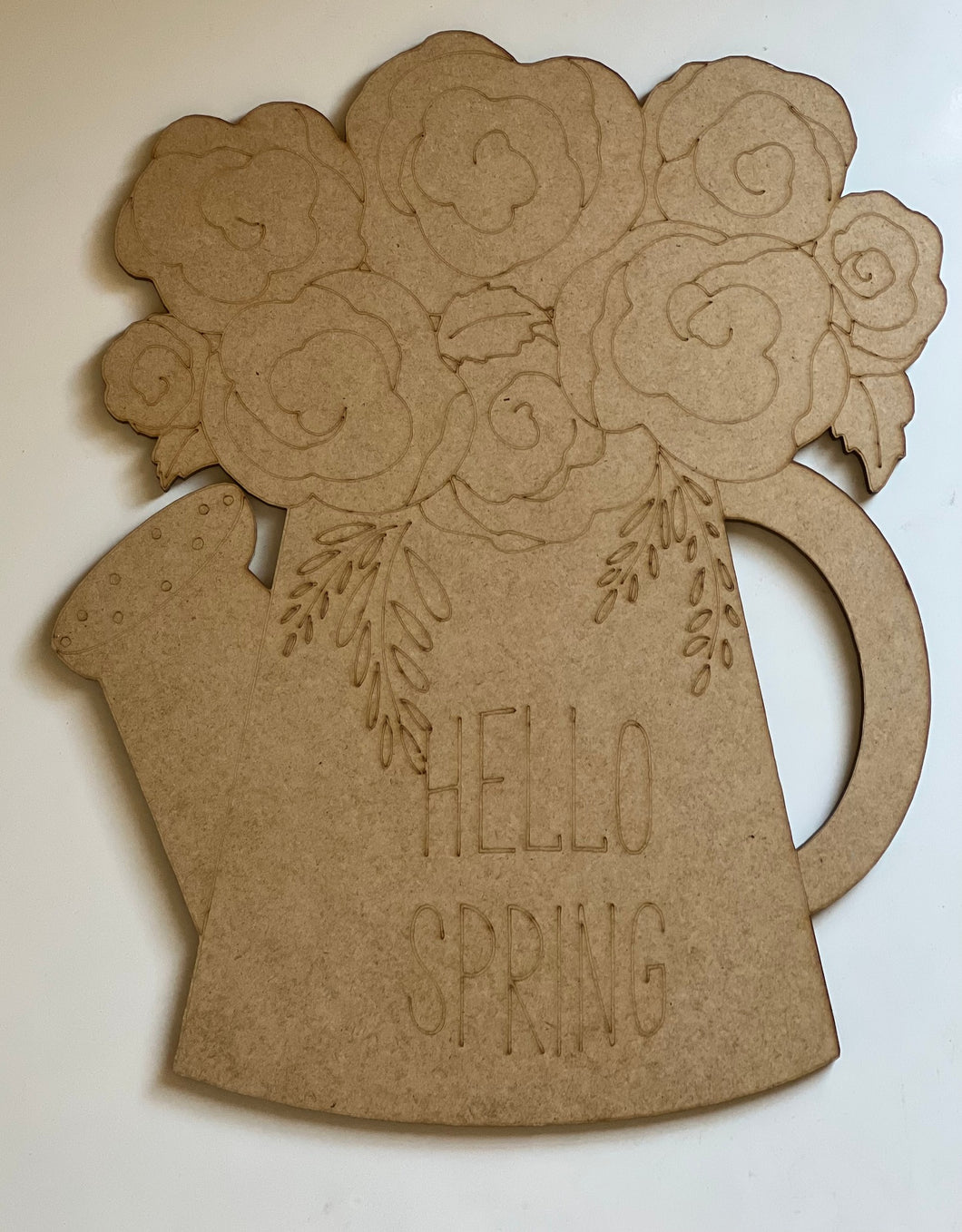 Cut and Traced Hello Spring Watering Can