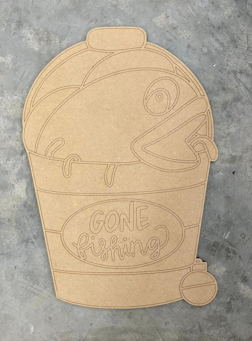 Cut and Traced Gone Fishing Bucket With Fish