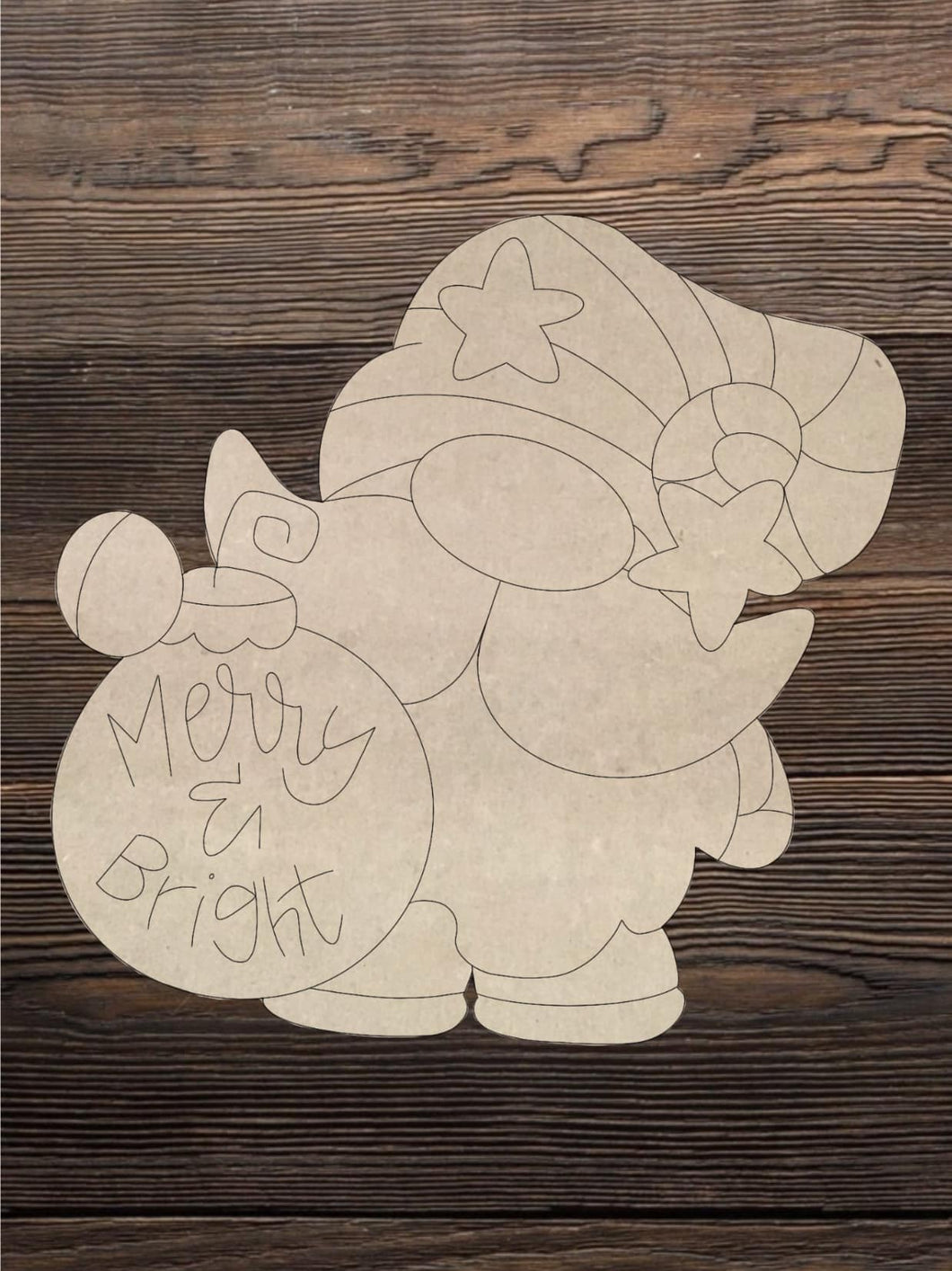 Cut and Traced Merry and Bright Gnome