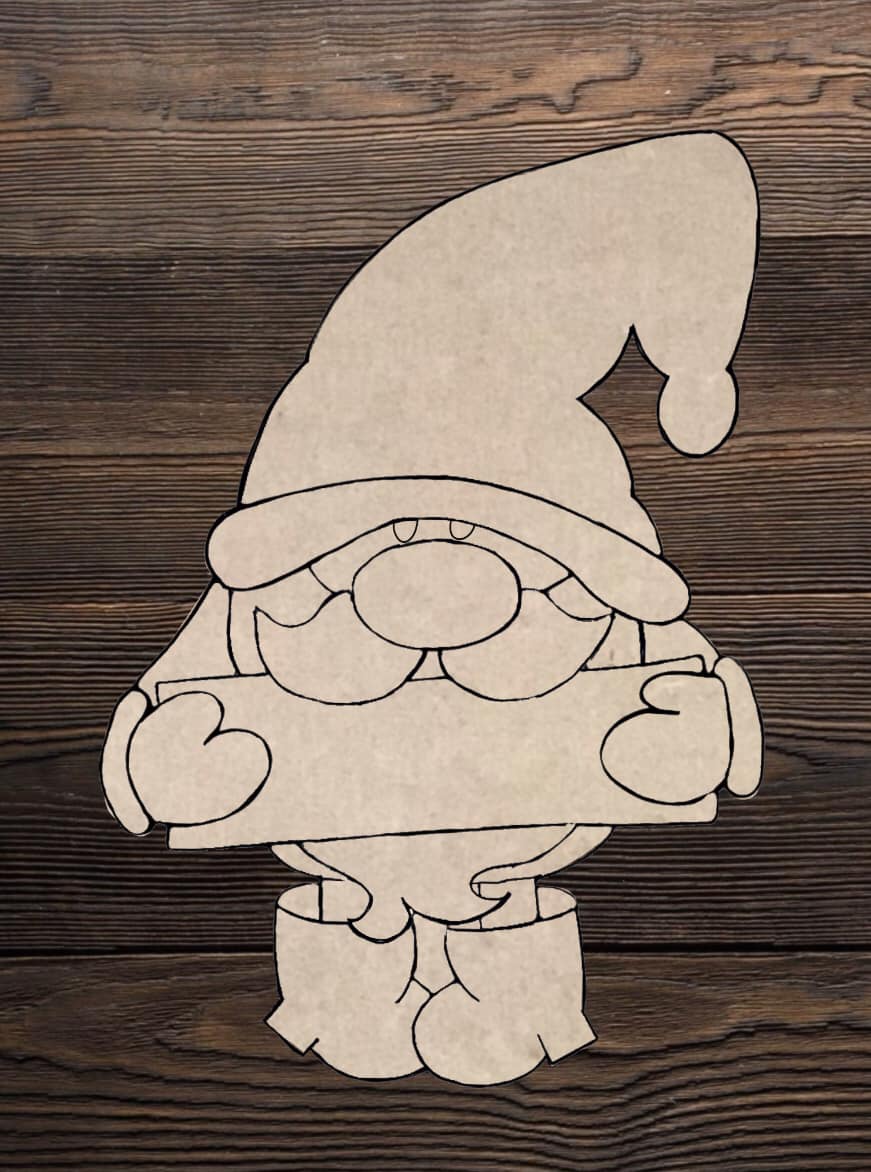 Cut and Traced Gnome with Sign