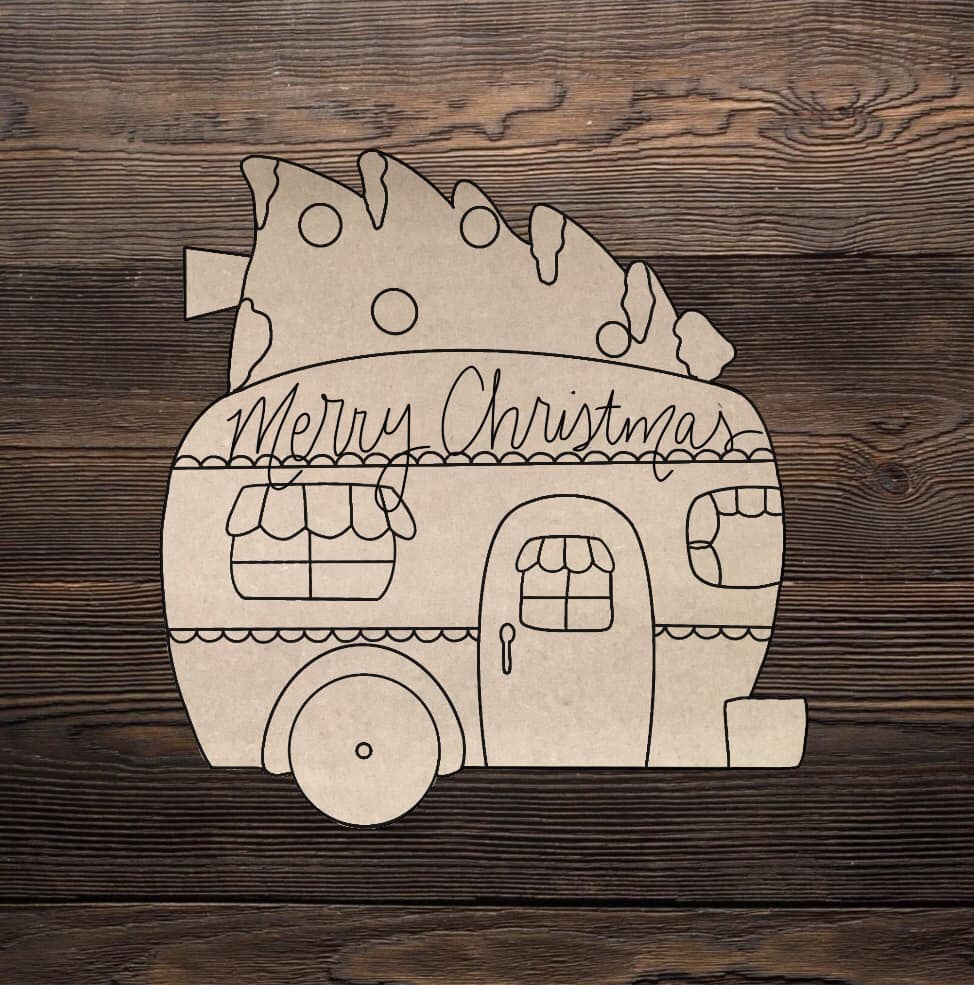 Cut and Traced Merry Christmas Camper