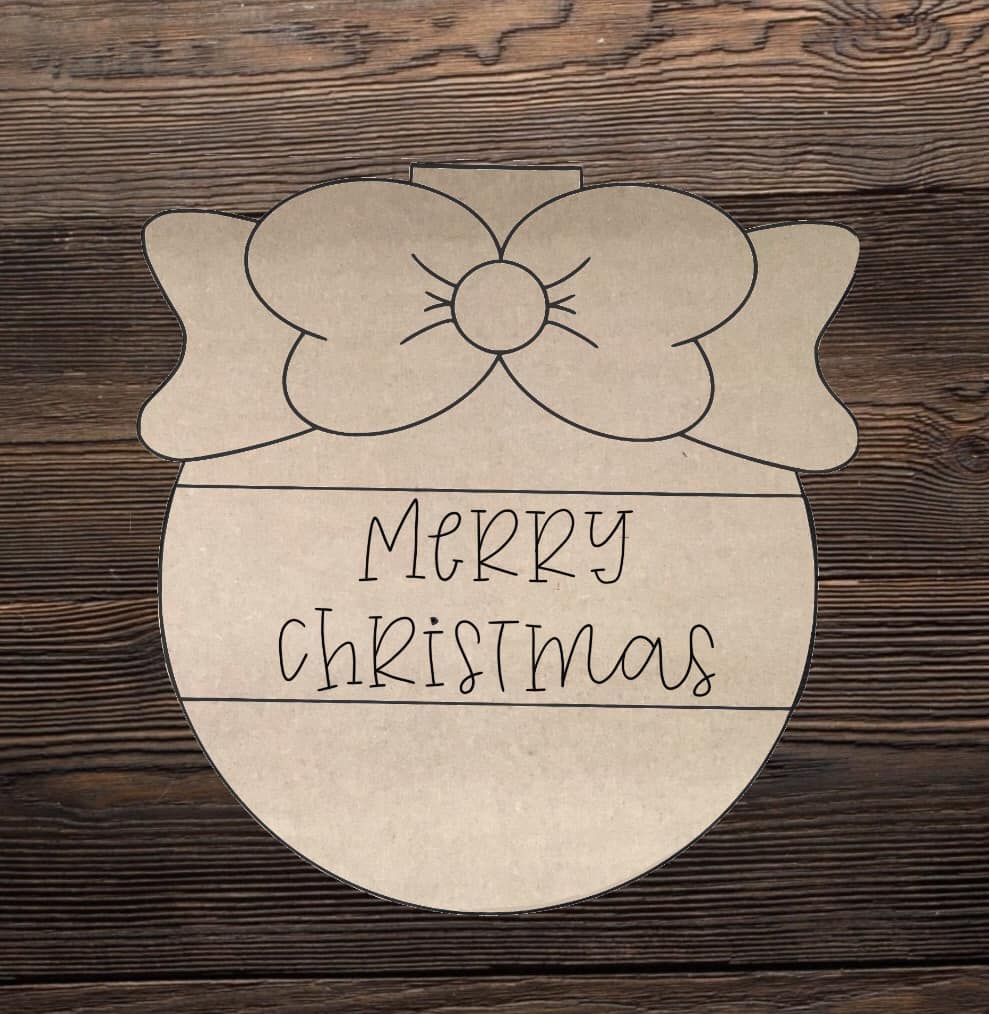 Cut and Traced Merry Christmas Ornament with Bow