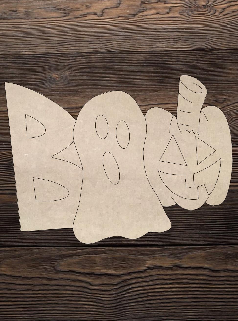 Cut and Traced Boo with Ghost and Pumpkin
