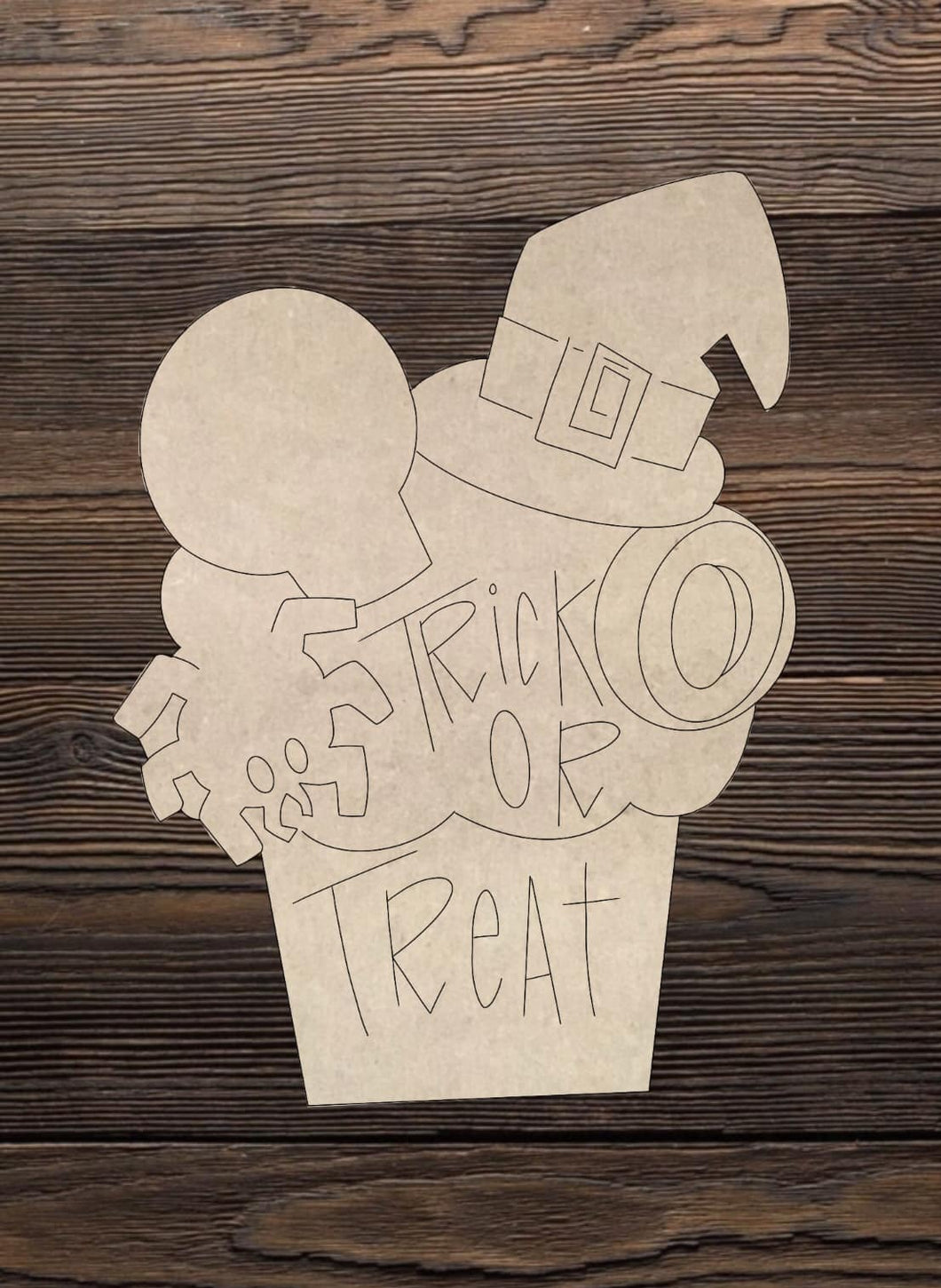 Cut and Traced Trick or Treat with Spider, Skull and Witch hat