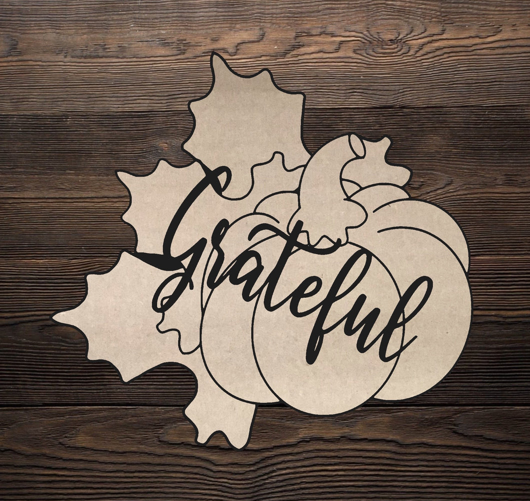 Cut and Traced Grateful Pumpkin and Leaves
