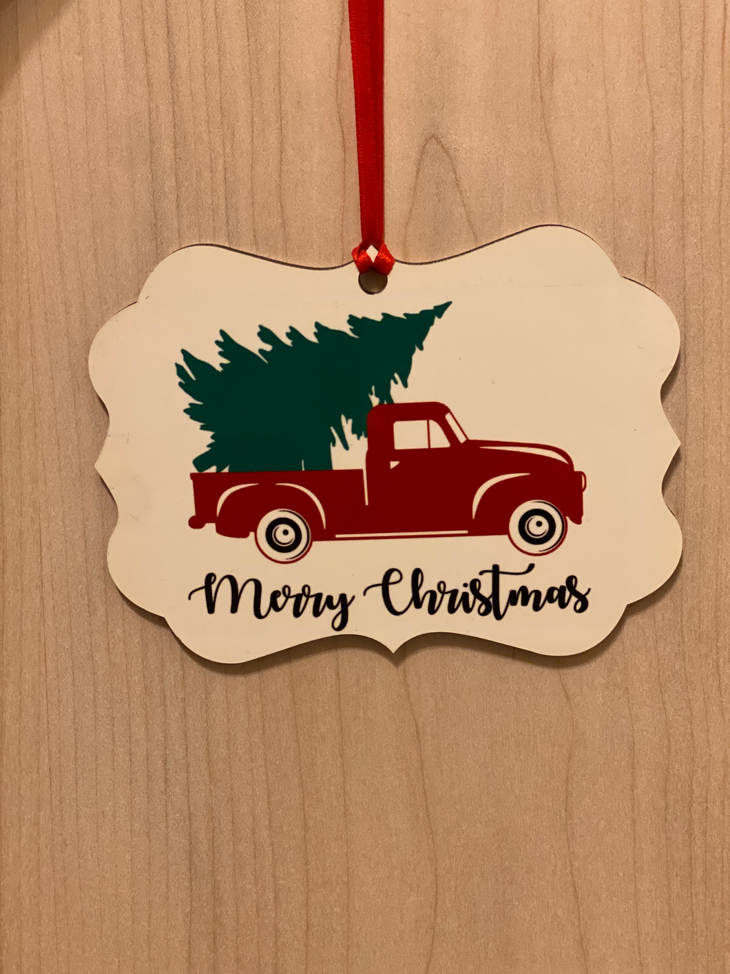 Truck with Christmas Tree Ornament