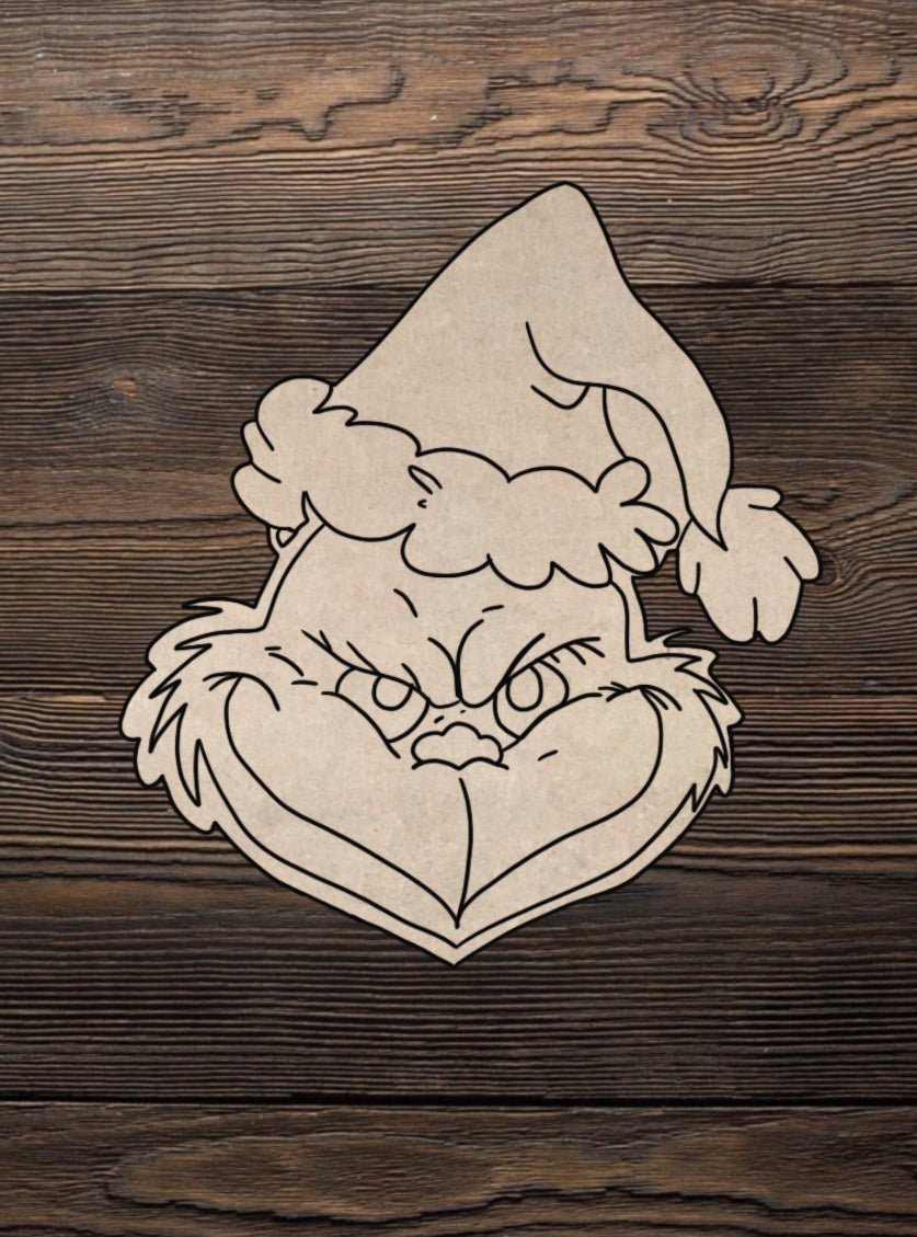 Cut and Traced Grinch Face Ornament