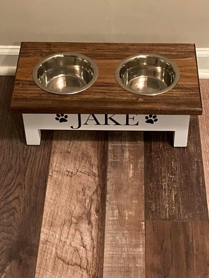 Personalized Wood Pet Bowl Stands