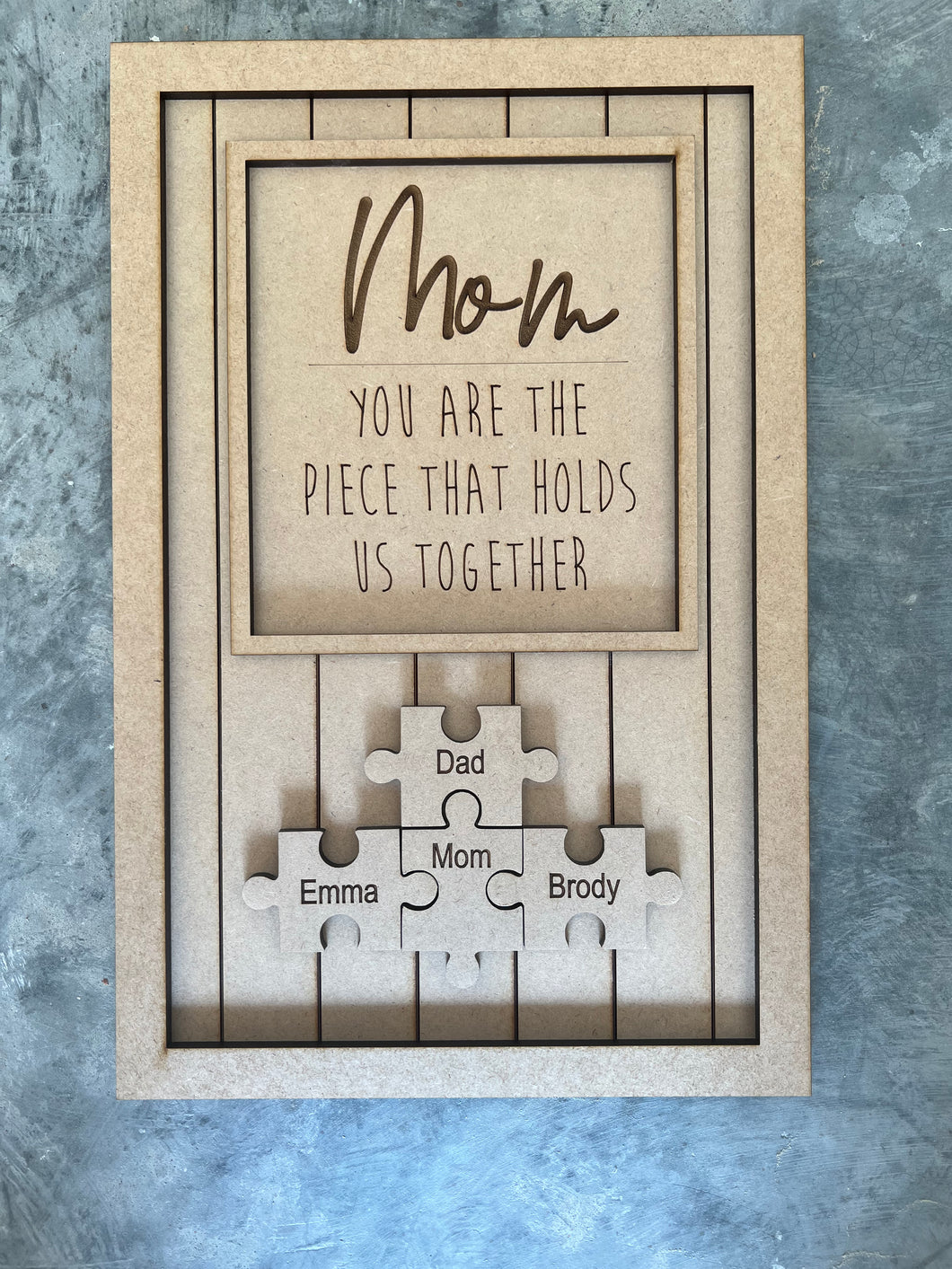 Mom Puzzle Piece Frame Laser Made