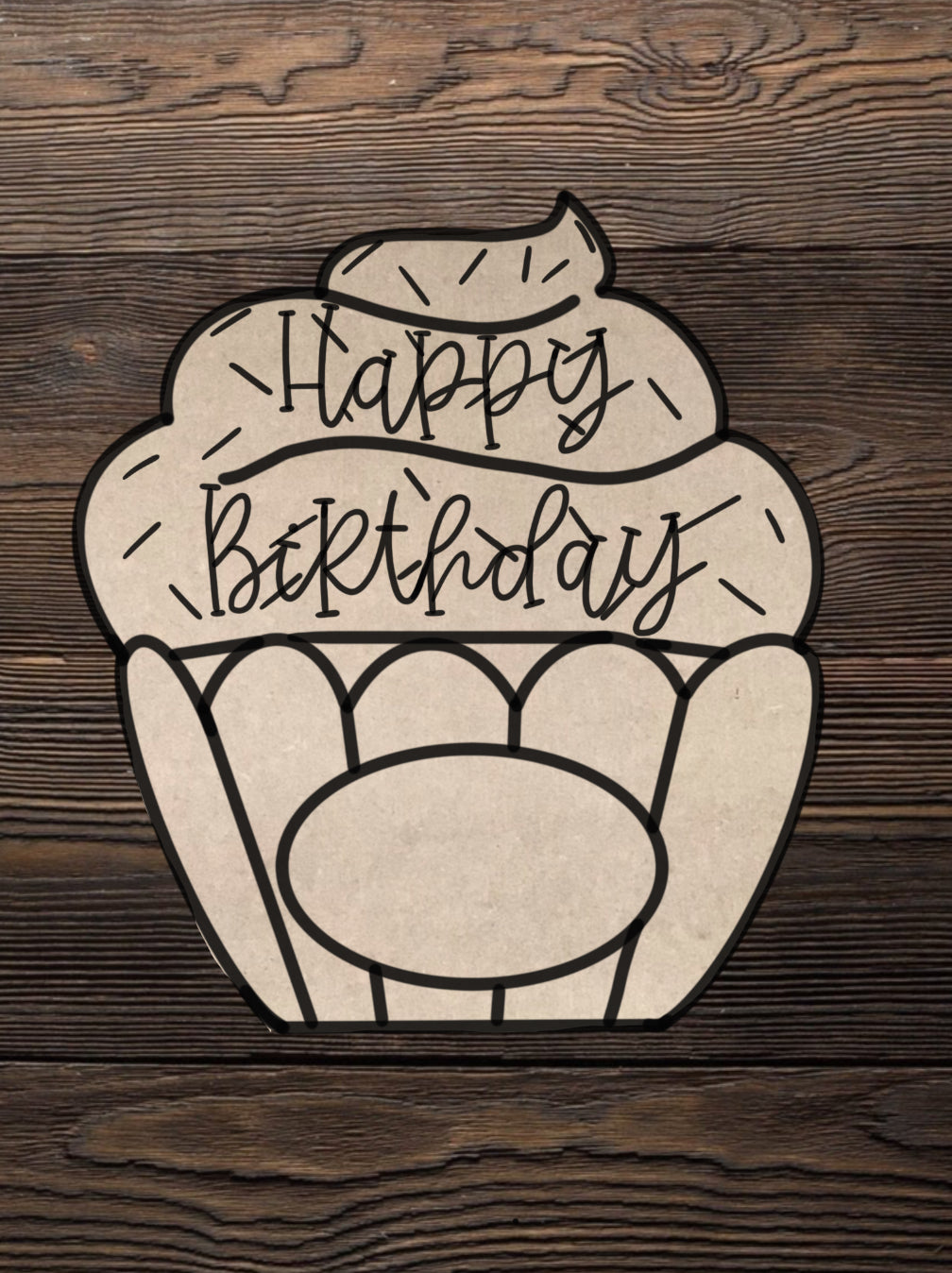 Cut and Traced Happy Birthday Cupcake