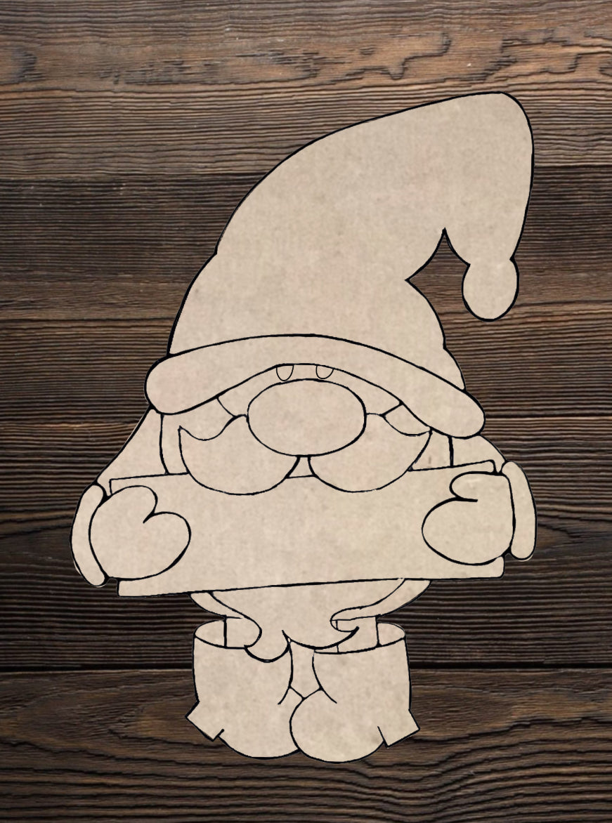 Cut and Traced Gnome with Sign Ornament