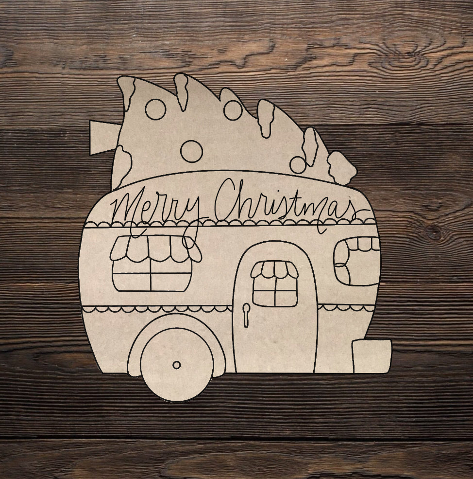 Cut and Traced Merry Christmas Camper Ornament