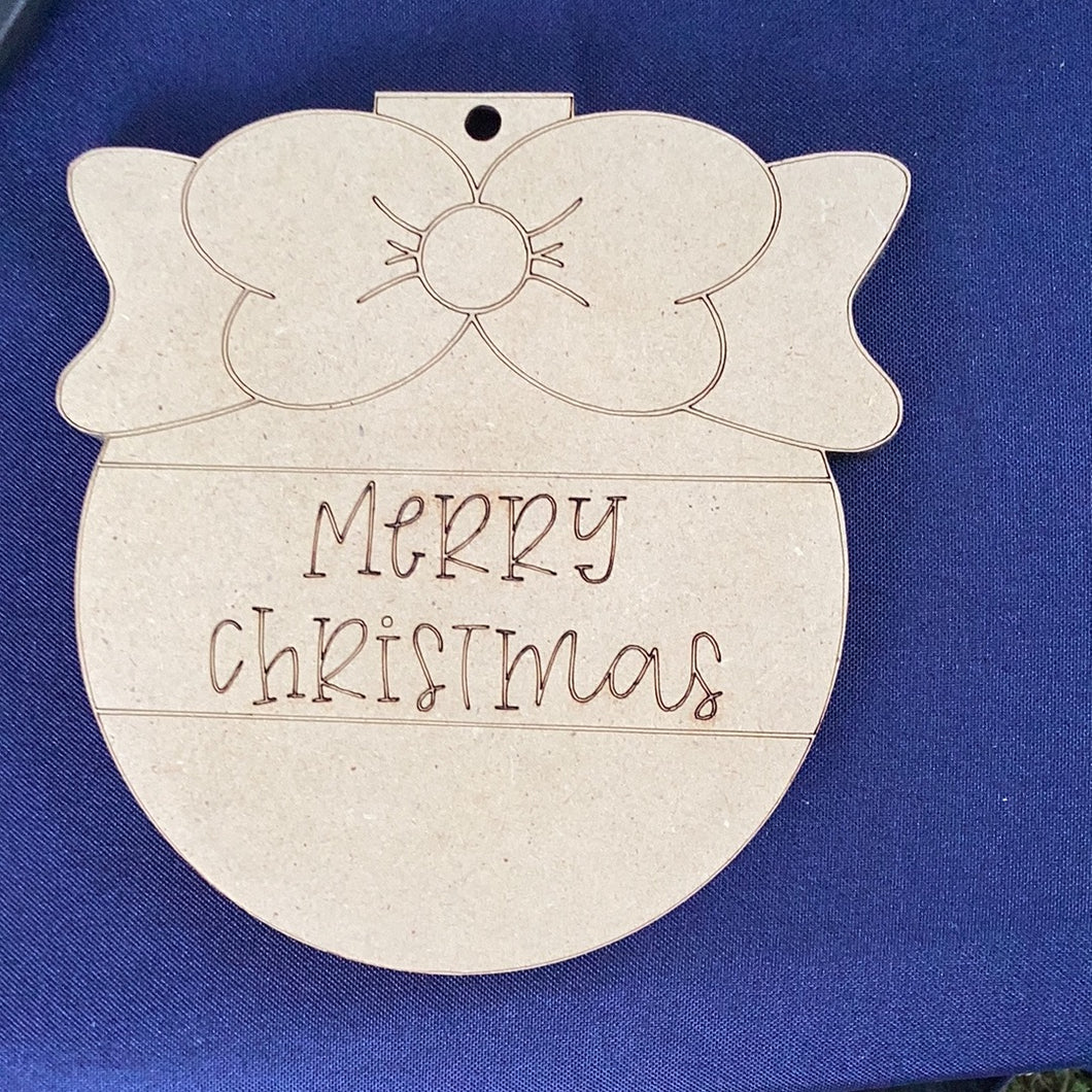 Merry Christmas with bow ornament- flash sale